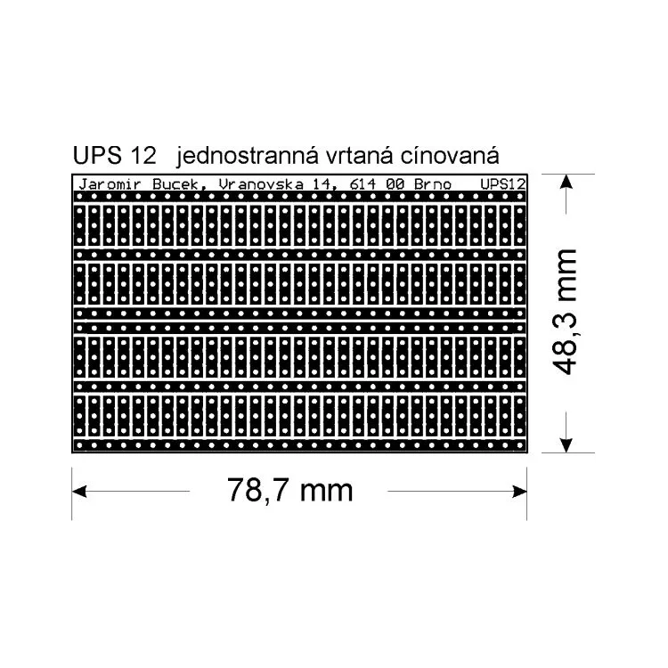 Univerzální plošný spoj 5x8cm, pájecí trojbody, příčné sběrnice 